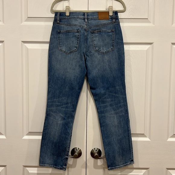 J. Crew Slim Broken-in Boyfriend Patchwork Distressed Blue Denim Jeans Size 27 - Picture 5 of 10